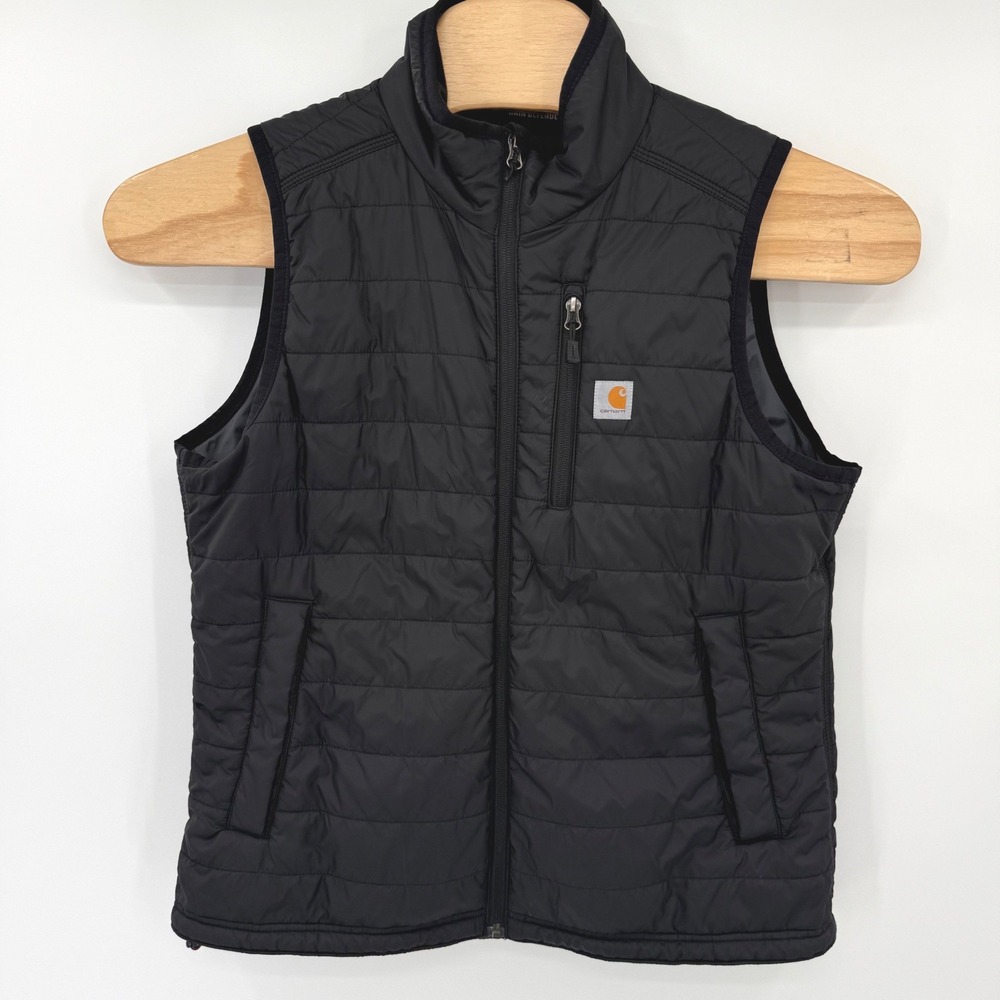 Carhartt Vest Kids L 12-14 Black Rain Defender OV2286-Quilted Puffer Relaxed Fit